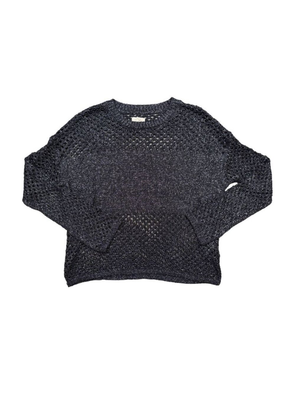 Pilcro Anthropologie Sweater XXS Black Metallic Open Knit Pullover Oversized - Picture 3 of 8